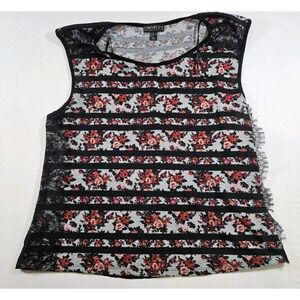 Forever 21 Plus Women's Top Size 2X Black Floral Lace Trim